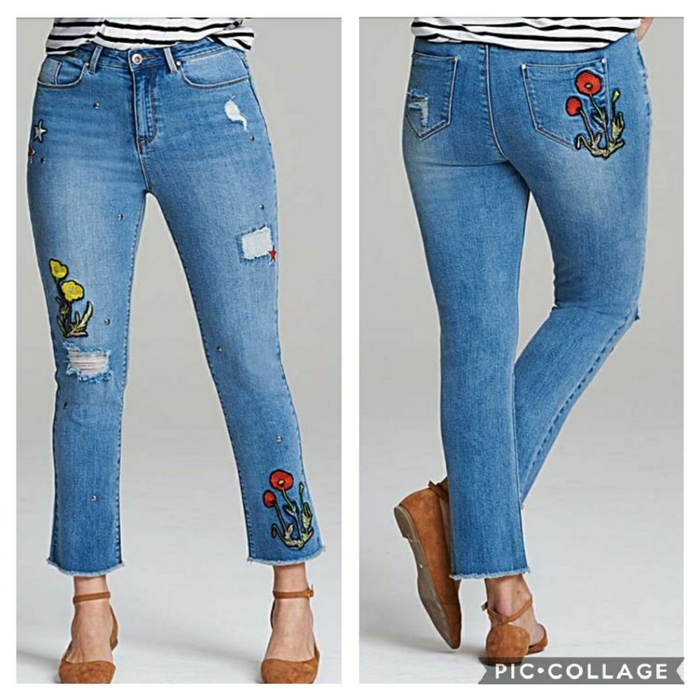 Simply Be Evie floral ankle jeans SZ 20